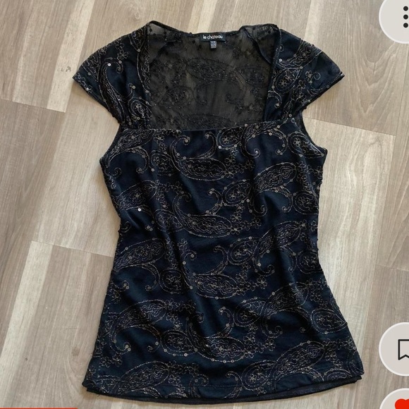 Sequin square neck top - Picture 1 of 3